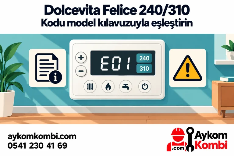 Dolcevita Felice 240/310 hata kodlarını anlatan temsili panel; gerçek ürün fotoğrafı veya onarım şeması değildir.