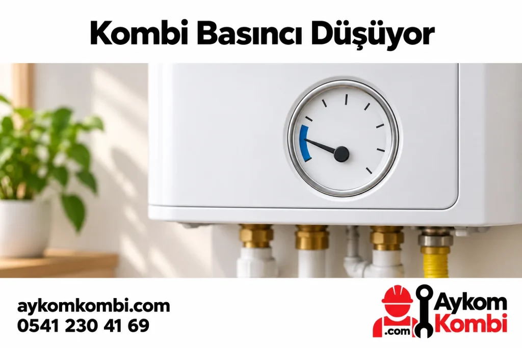 Düşük bölgeyi gösteren temsili kombi basınç göstergesi illüstrasyonu
