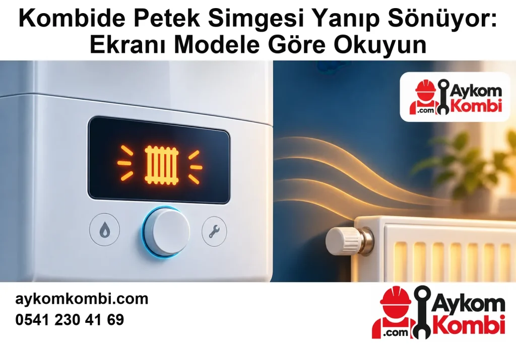 Kombide Petek Simgesi Yanıp Sönüyor: Ekranı Modele Göre Okuyun için özgün Aykom logosu ve iletişim bilgileri bulunan temsili editoryal kapak; gerçek servis fotoğrafı değildir.