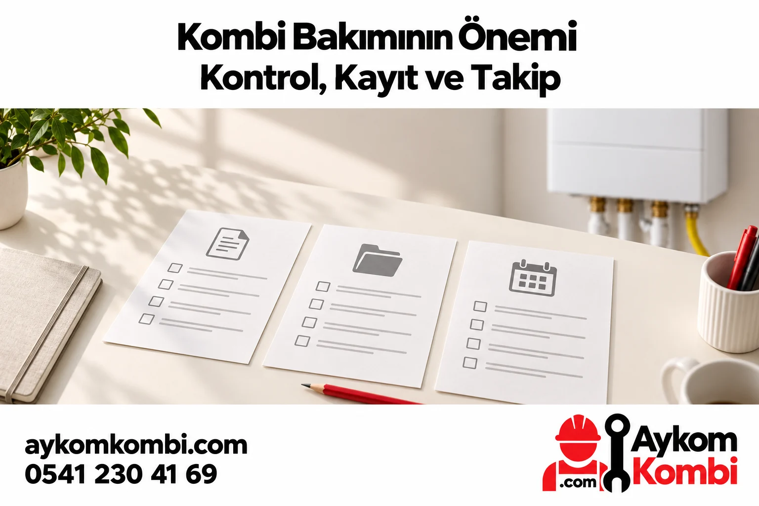 Kombi Bakımının Önemi konusunu anlatan Aykom editoryal illüstrasyonu