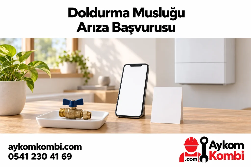 Bağlantısız doldurma musluğu, boş telefon ekranı ve başvuru kartı illüstrasyonu