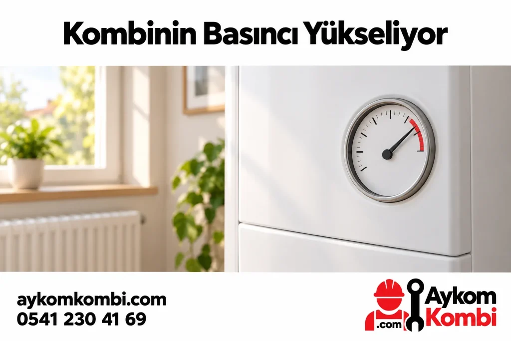 Yüksek bölgeye yönelen temsili basınç göstergesiyle kombi basıncı artışı illüstrasyonu