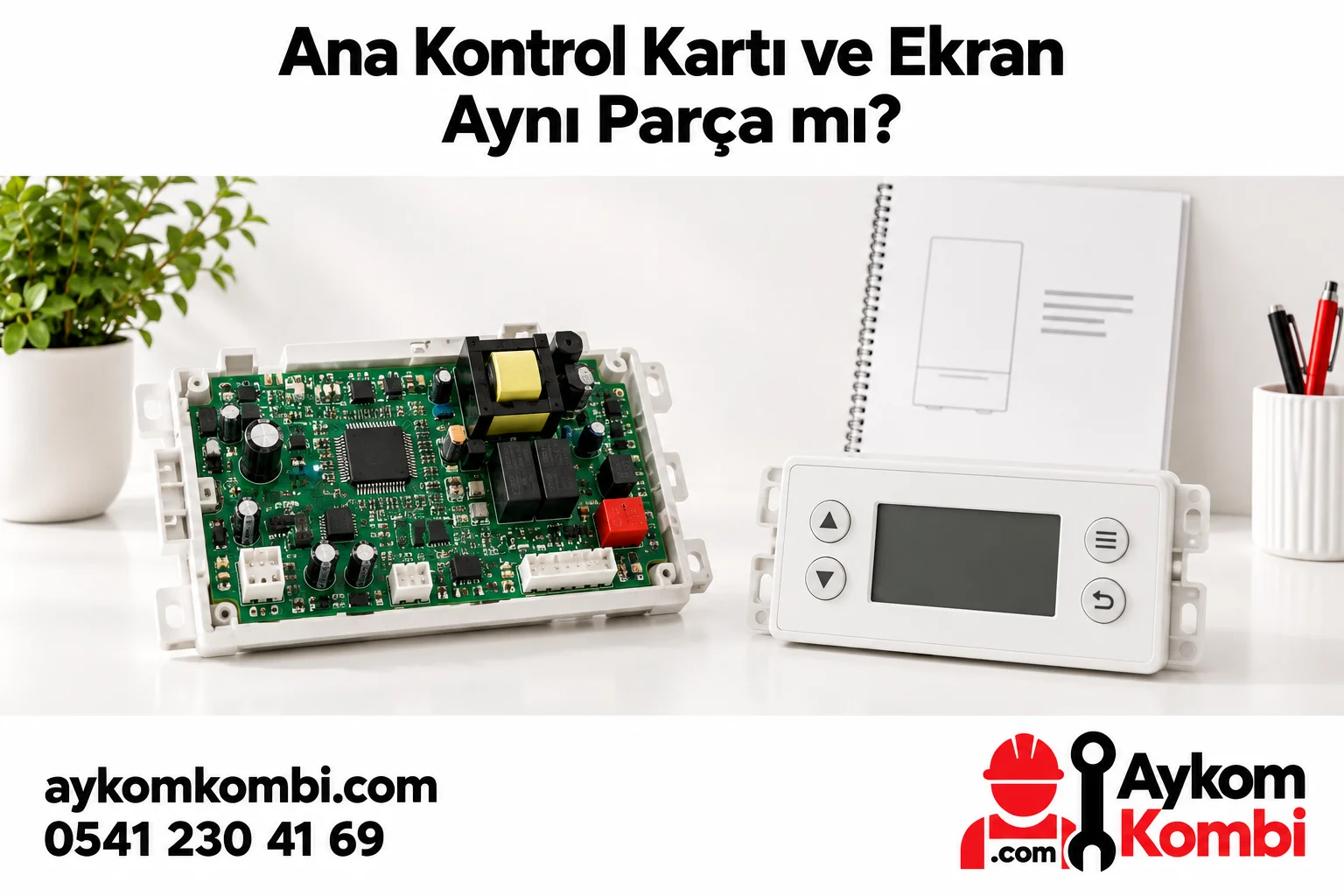 Ana Kontrol Kartı ve Ekran Farkı konusunu anlatan Aykom editoryal illüstrasyonu