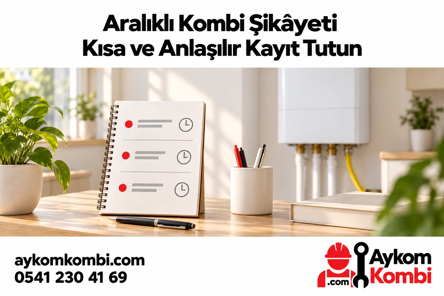 Aralıklı Kombi Şikâyeti Kaydı konusunu anlatan Aykom editoryal illüstrasyonu