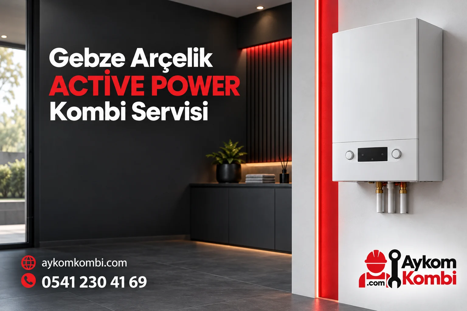 Arçelik ACTİVE POWER servis sayfası için temsili ısıtma cihazı ve Aykom kurumsal kapak tasarımı