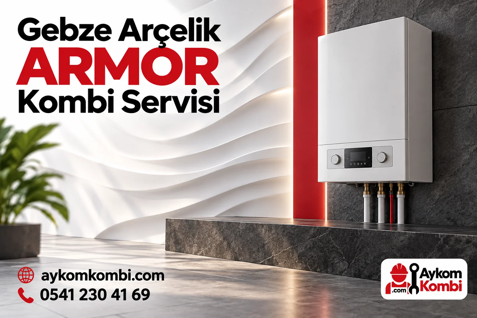 Arçelik ARMOR servis sayfası için temsili ısıtma cihazı ve Aykom kurumsal kapak tasarımı