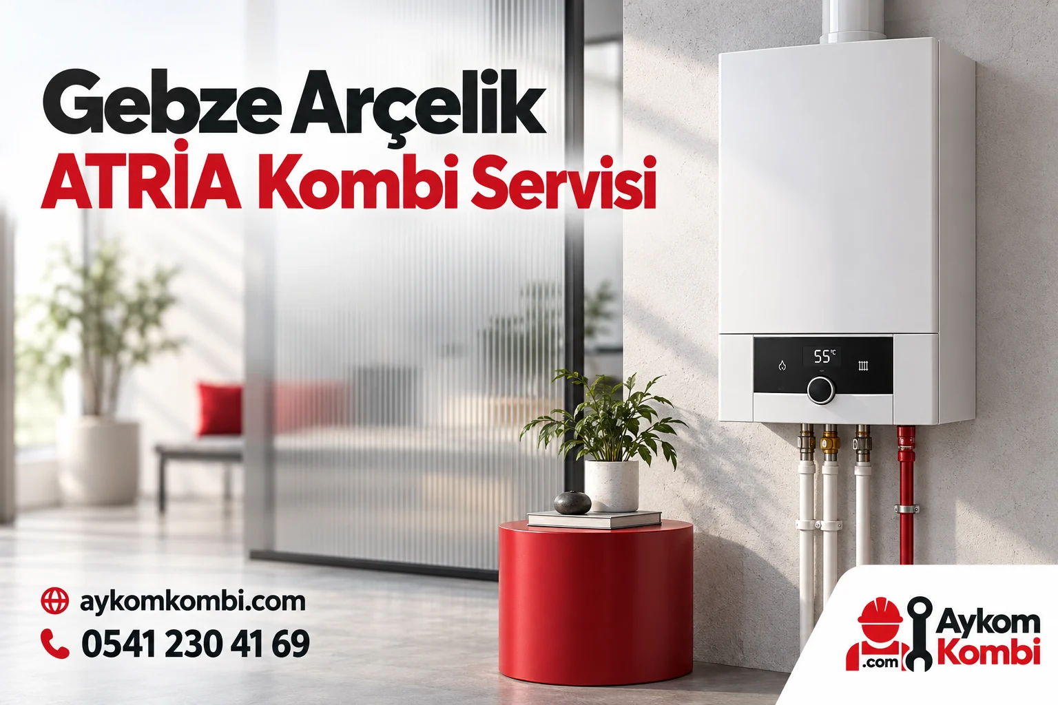 Arçelik ATRİA servis sayfası için temsili ısıtma cihazı ve Aykom kurumsal kapak tasarımı