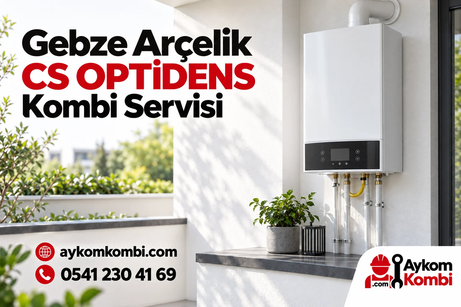 Arçelik CS OPTİDENS servis sayfası için temsili ısıtma cihazı ve Aykom kurumsal kapak tasarımı