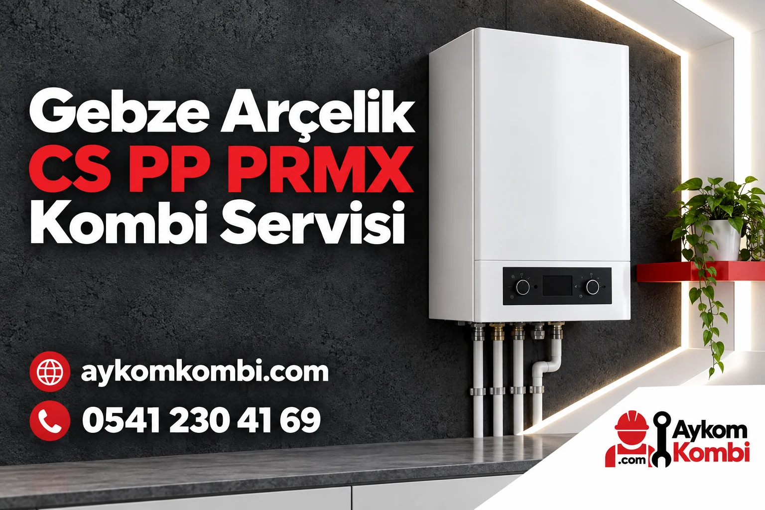 Arçelik CS PP PRMX servis sayfası için temsili ısıtma cihazı ve Aykom kurumsal kapak tasarımı