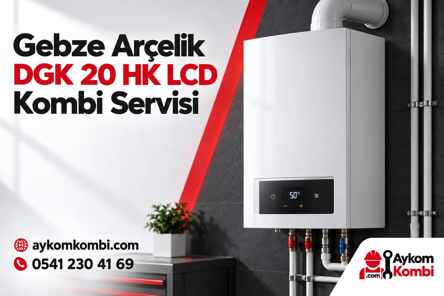 Arçelik DGK 20 HK LCD servis sayfası için temsili ısıtma cihazı ve Aykom kurumsal kapak tasarımı