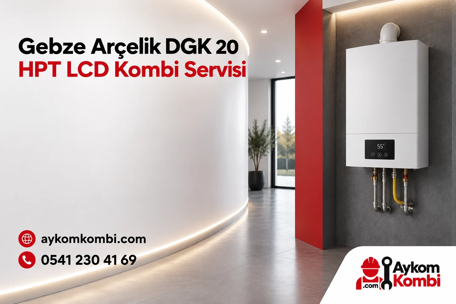 Arçelik DGK 20 HPT LCD servis sayfası için temsili ısıtma cihazı ve Aykom kurumsal kapak tasarımı