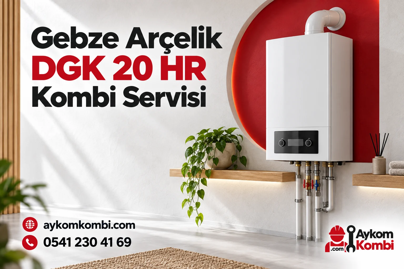 Arçelik DGK 20 HR servis sayfası için temsili ısıtma cihazı ve Aykom kurumsal kapak tasarımı