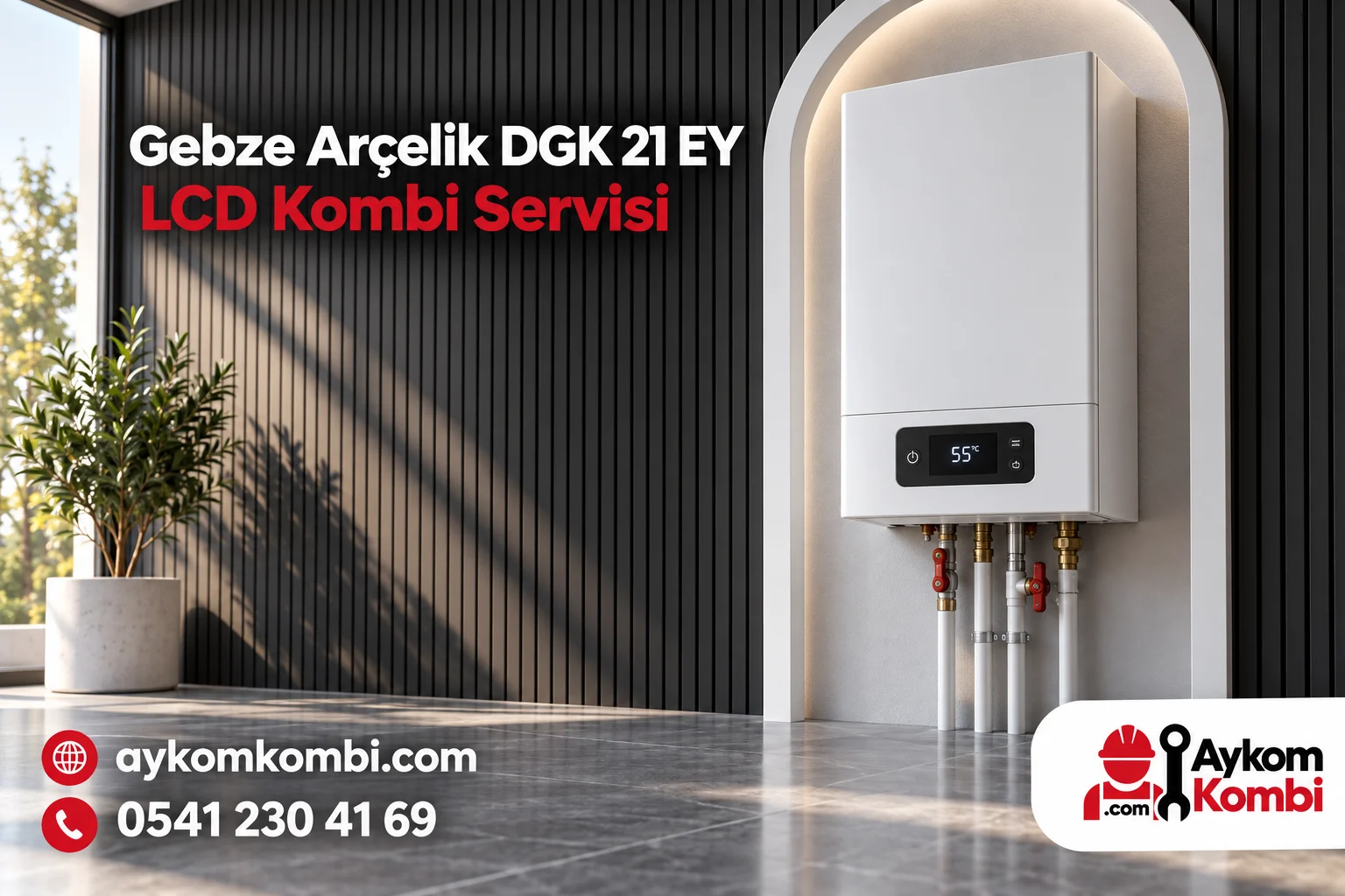 Arçelik DGK 21 EY LCD servis sayfası için temsili ısıtma cihazı ve Aykom kurumsal kapak tasarımı