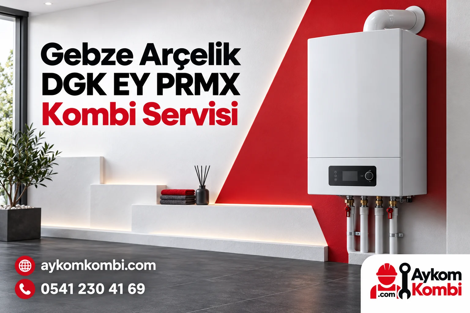 Arçelik DGK EY PRMX servis sayfası için temsili ısıtma cihazı ve Aykom kurumsal kapak tasarımı