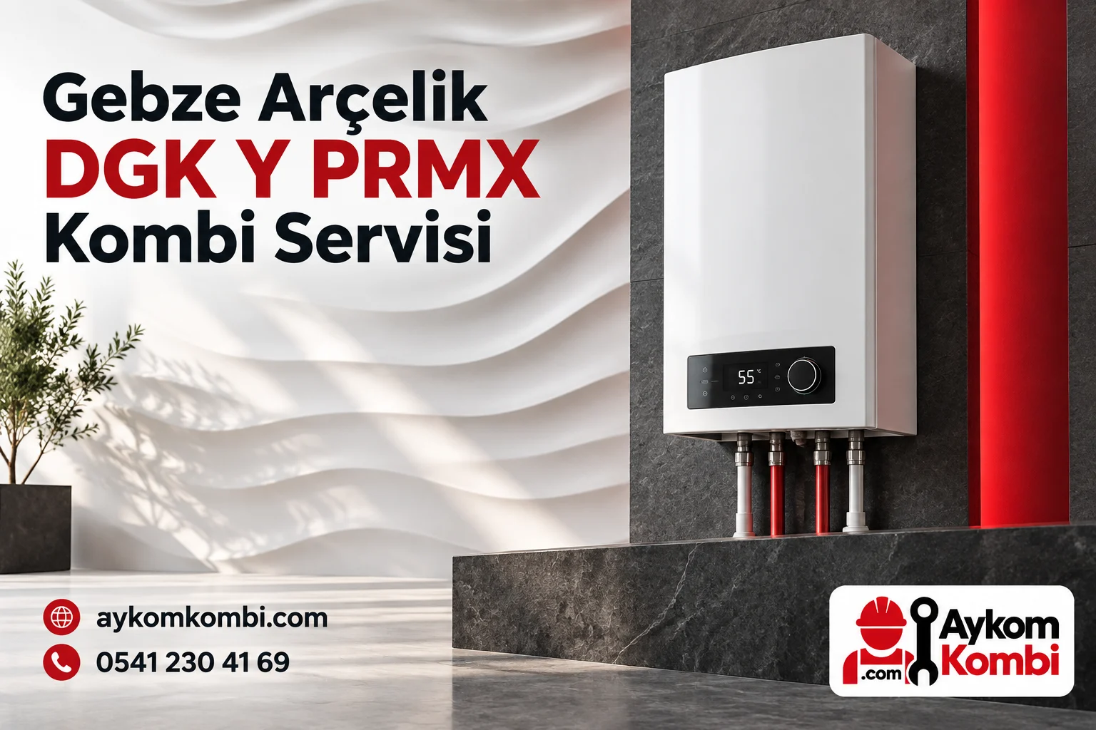 Arçelik DGK Y PRMX servis sayfası için temsili ısıtma cihazı ve Aykom kurumsal kapak tasarımı