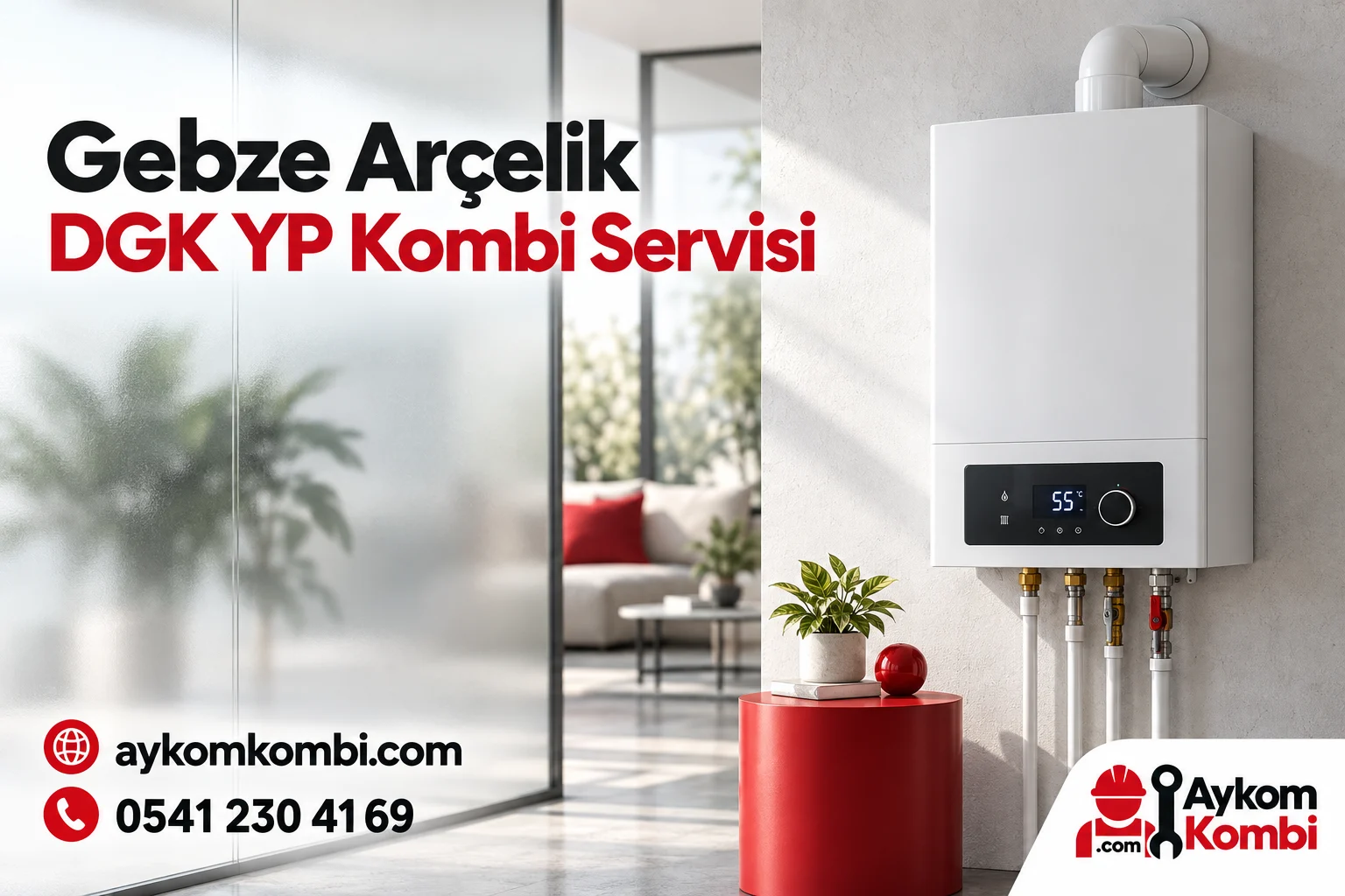 Arçelik DGK YP servis sayfası için temsili ısıtma cihazı ve Aykom kurumsal kapak tasarımı