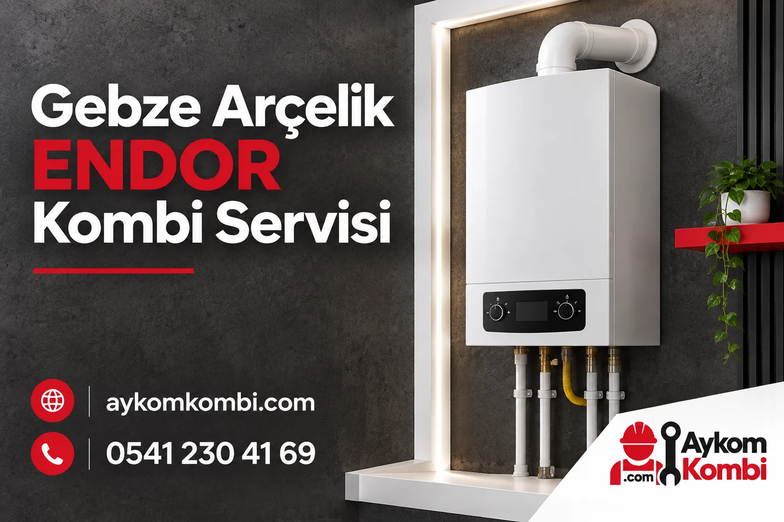 Arçelik ENDOR servis sayfası için temsili ısıtma cihazı ve Aykom kurumsal kapak tasarımı