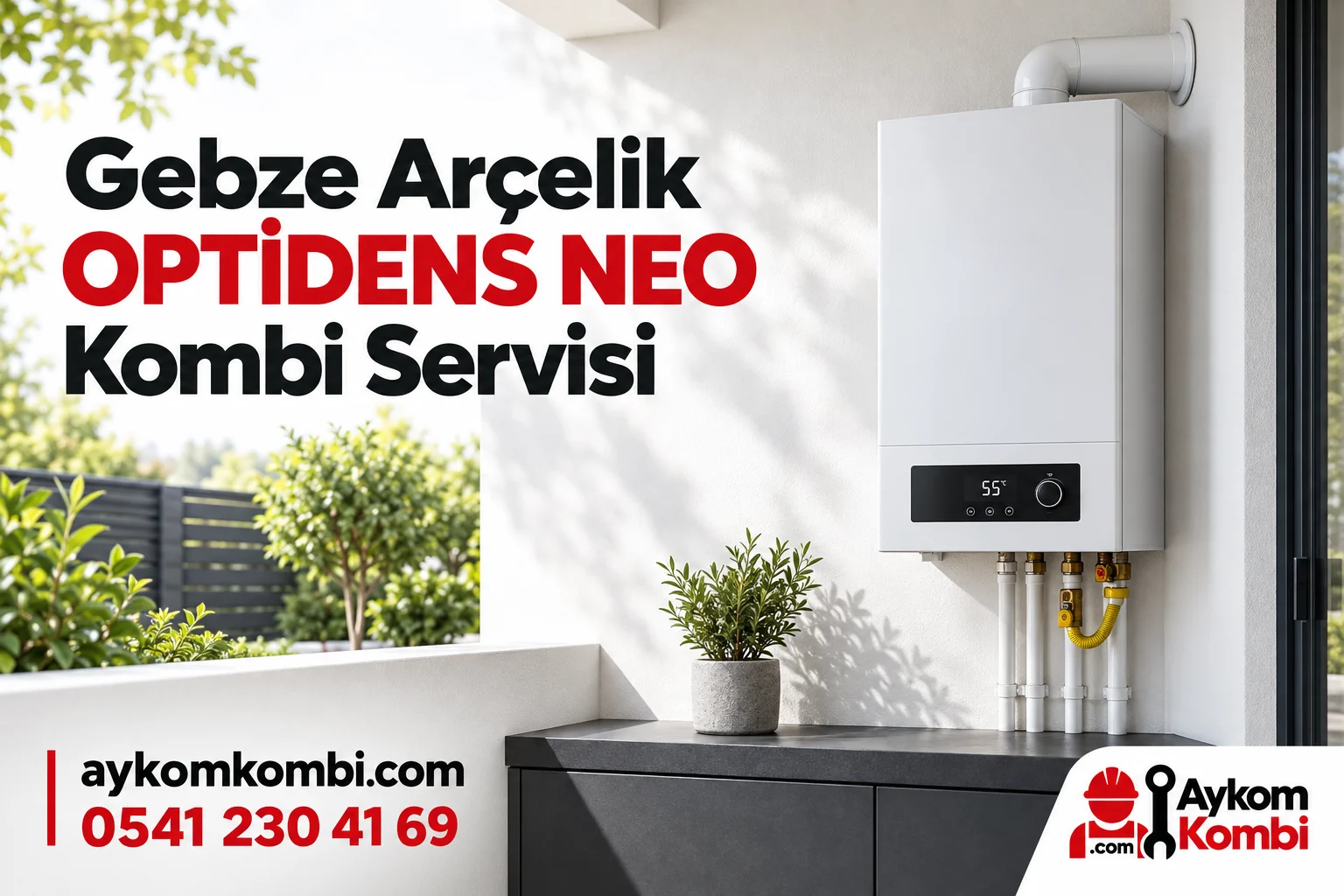 Arçelik OPTİDENS NEO servis sayfası için temsili ısıtma cihazı ve Aykom kurumsal kapak tasarımı