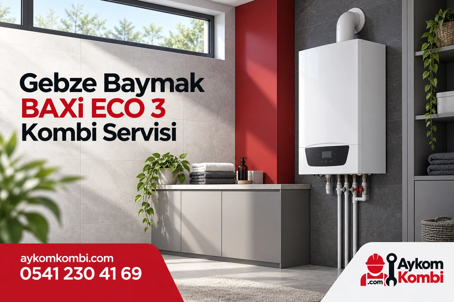 Baymak BAXİ ECO 3 servisi için temsili ısıtma cihazı ve Aykom kurumsal tasarımı