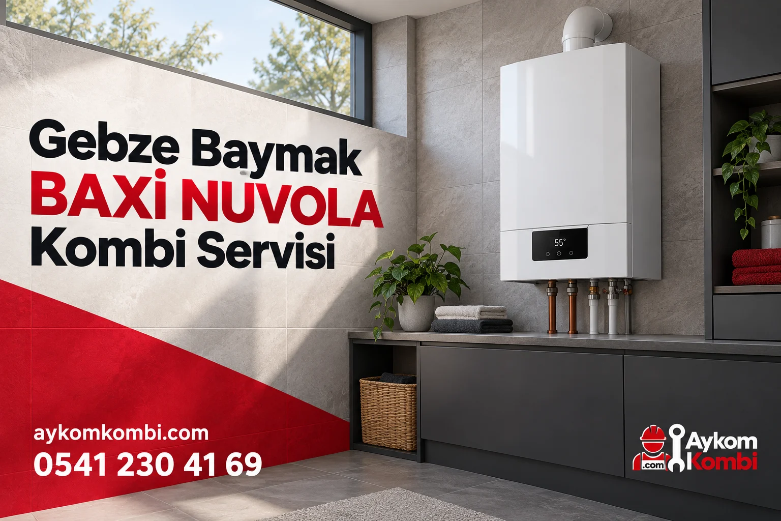 Baymak BAXİ NUVOLA servisi için temsili ısıtma cihazı ve Aykom kurumsal tasarımı