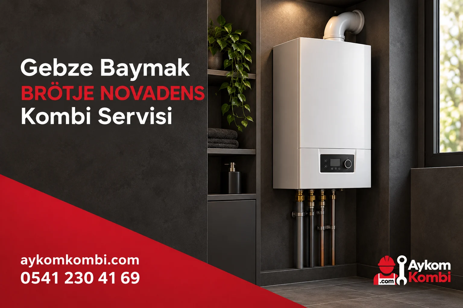 Baymak BRÖTJE NOVADENS servisi için temsili ısıtma cihazı ve Aykom kurumsal tasarımı