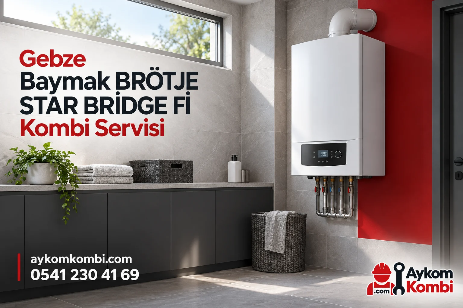 Baymak BRÖTJE STAR BRİDGE Fİ servisi için temsili ısıtma cihazı ve Aykom kurumsal tasarımı