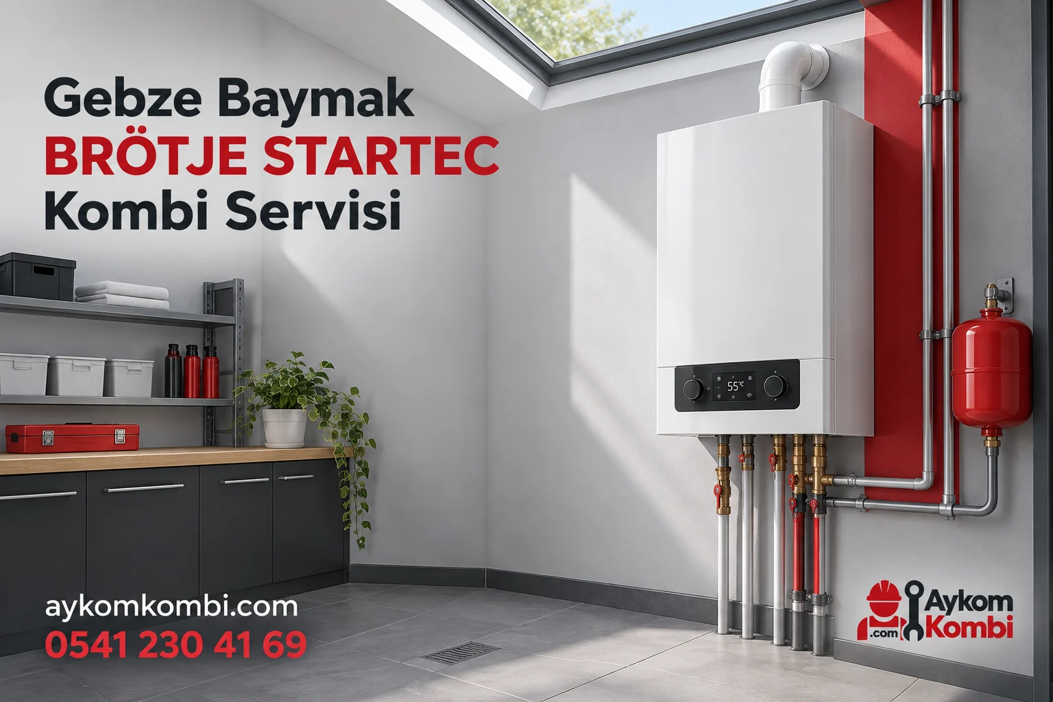 Baymak BRÖTJE STARTEC servisi için temsili ısıtma cihazı ve Aykom kurumsal tasarımı