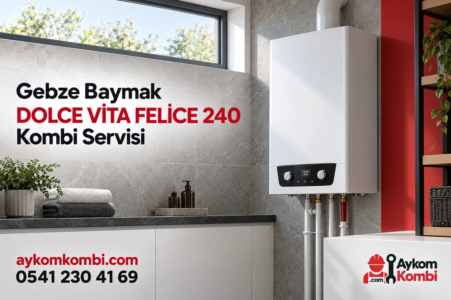Baymak DOLCE VİTA FELİCE 240 servisi için temsili ısıtma cihazı ve Aykom kurumsal tasarımı