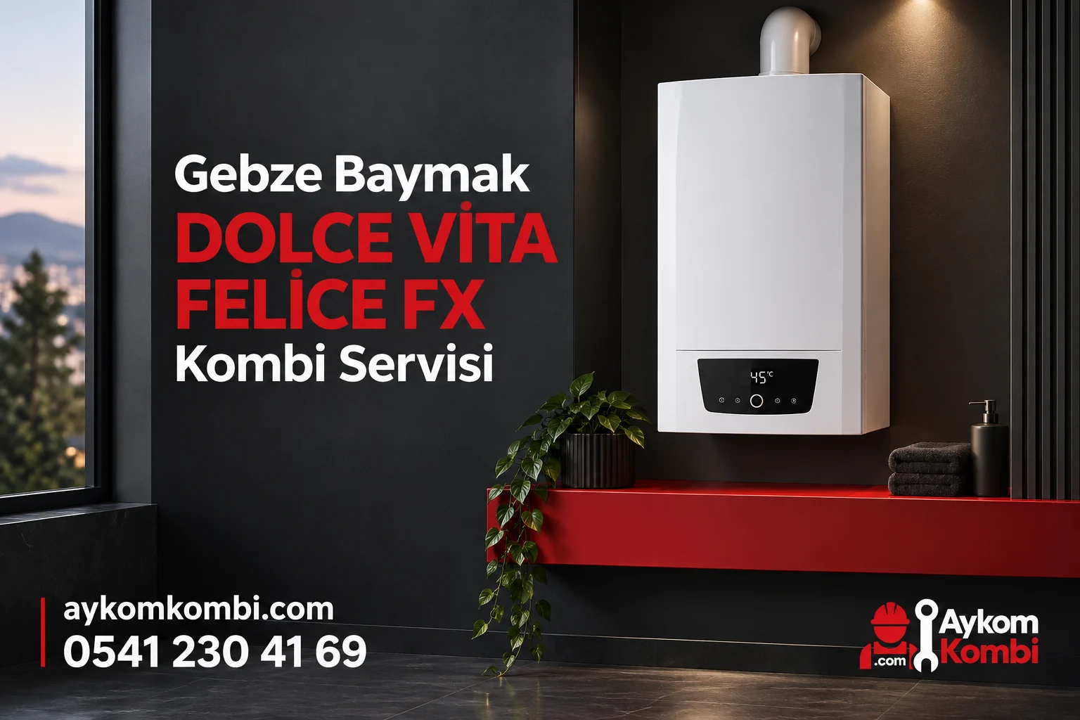 Baymak DOLCE VİTA FELİCE FX servisi için temsili ısıtma cihazı ve Aykom kurumsal tasarımı