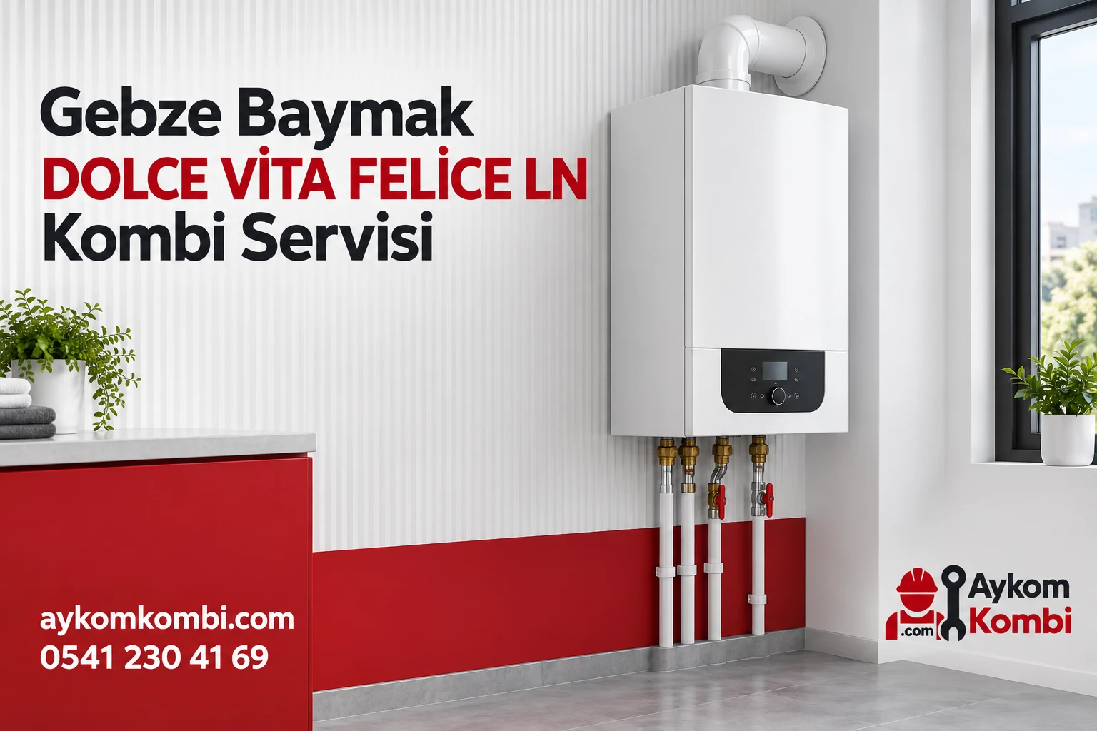 Baymak DOLCE VİTA FELİCE LN servisi için temsili ısıtma cihazı ve Aykom kurumsal tasarımı