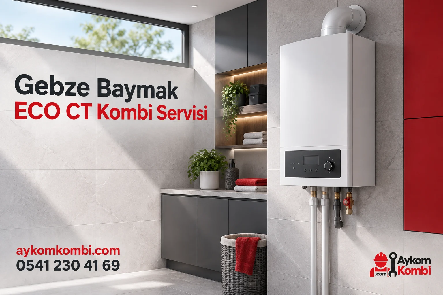 Baymak ECO CT servisi için temsili ısıtma cihazı ve Aykom kurumsal tasarımı