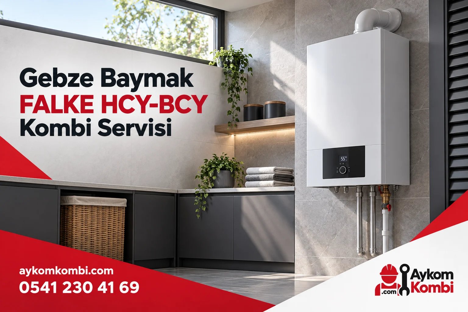 Baymak FALKE HCY-BCY servisi için temsili ısıtma cihazı ve Aykom kurumsal tasarımı