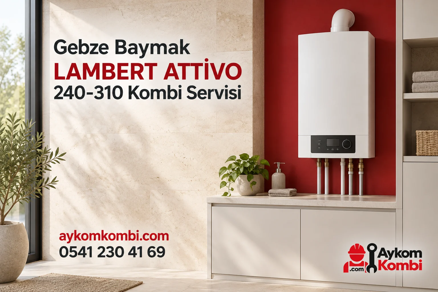 Baymak LAMBERT ATTİVO 240-310 servisi için temsili ısıtma cihazı ve Aykom kurumsal tasarımı