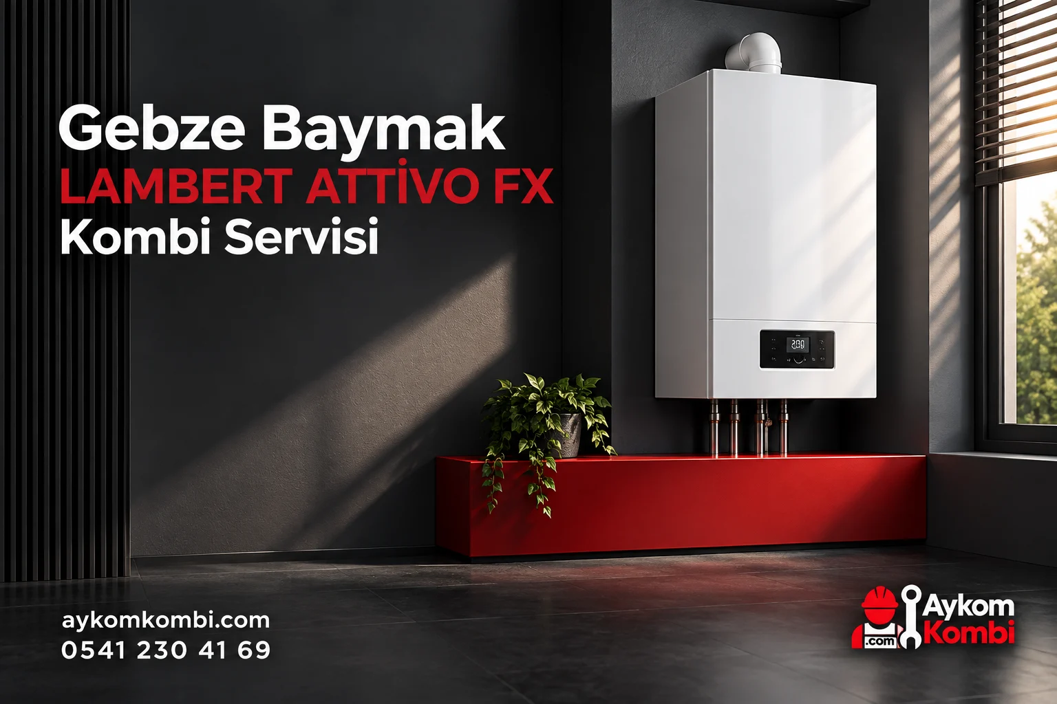 Baymak LAMBERT ATTİVO FX servisi için temsili ısıtma cihazı ve Aykom kurumsal tasarımı