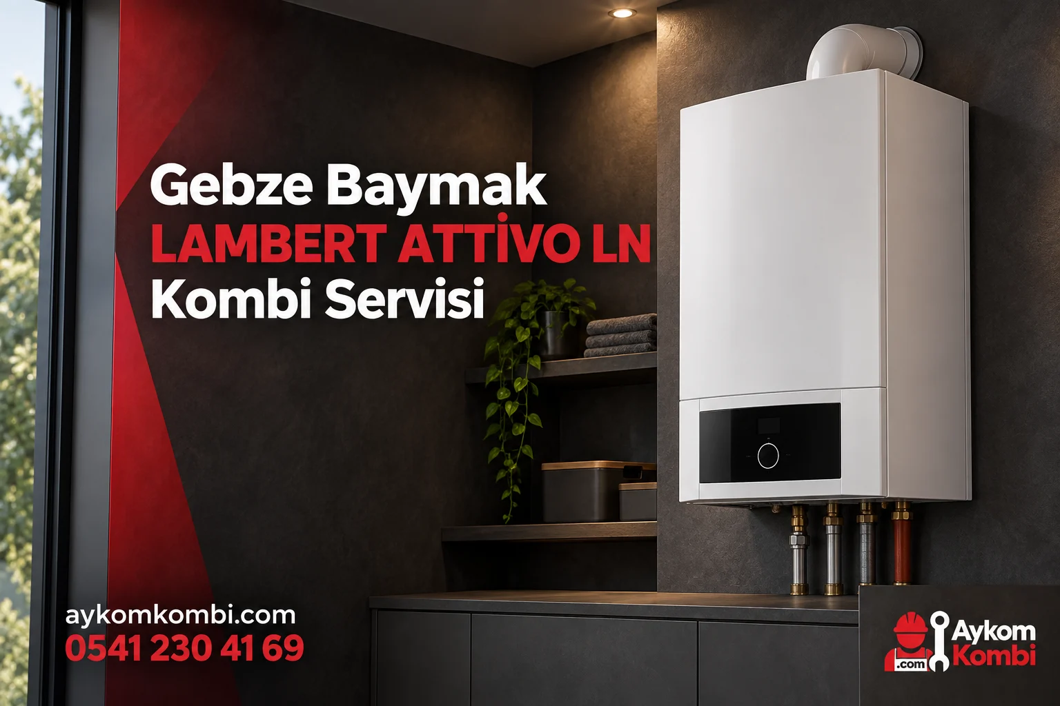 Baymak LAMBERT ATTİVO LN servisi için temsili ısıtma cihazı ve Aykom kurumsal tasarımı