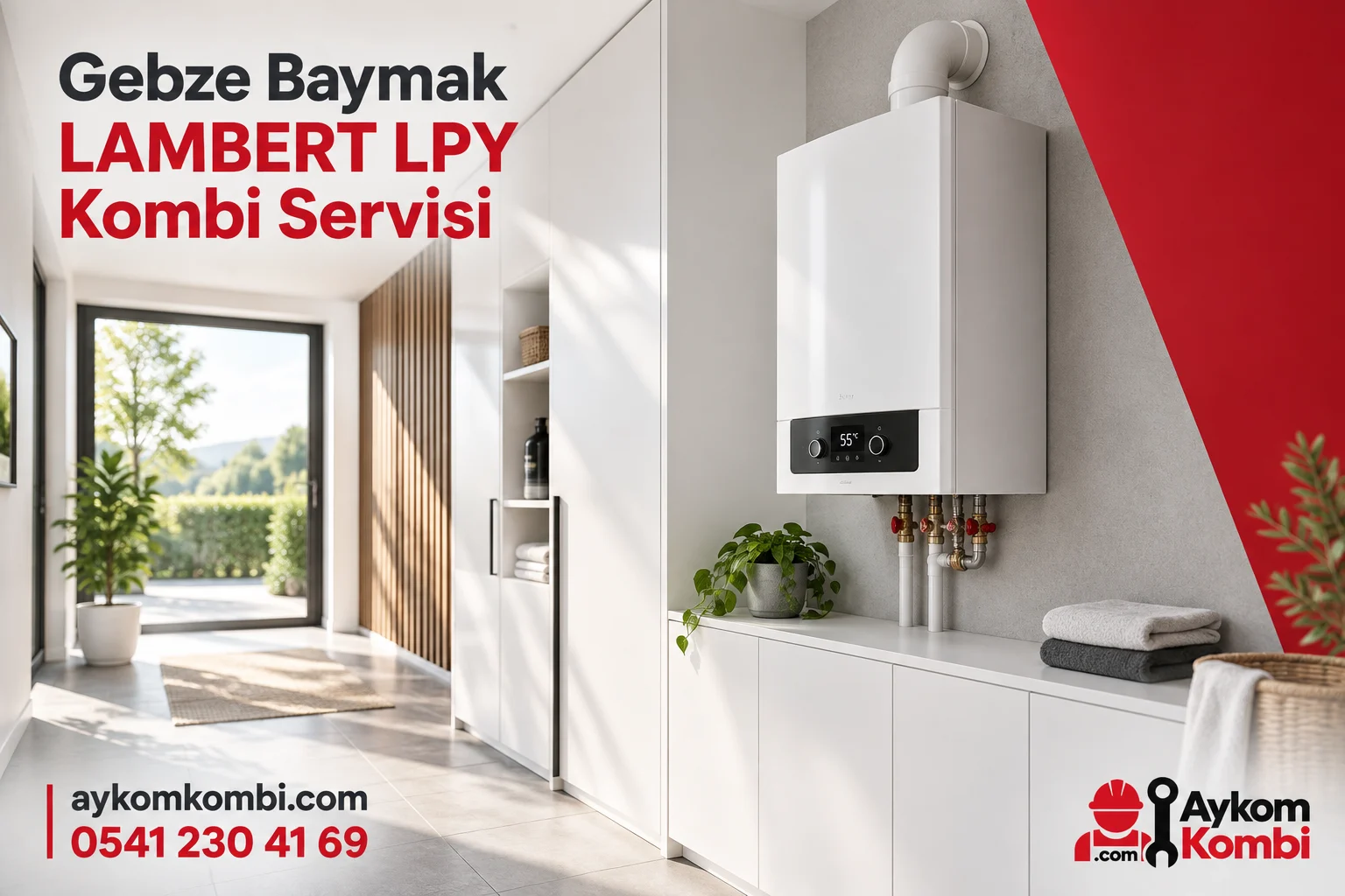 Baymak LAMBERT LPY servisi için temsili ısıtma cihazı ve Aykom kurumsal tasarımı