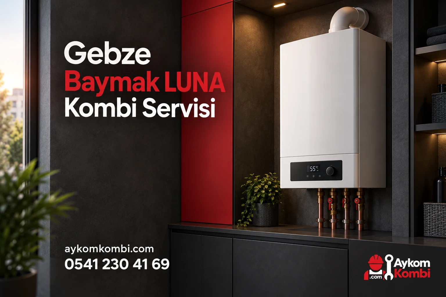 Baymak LUNA servisi için temsili ısıtma cihazı ve Aykom kurumsal tasarımı