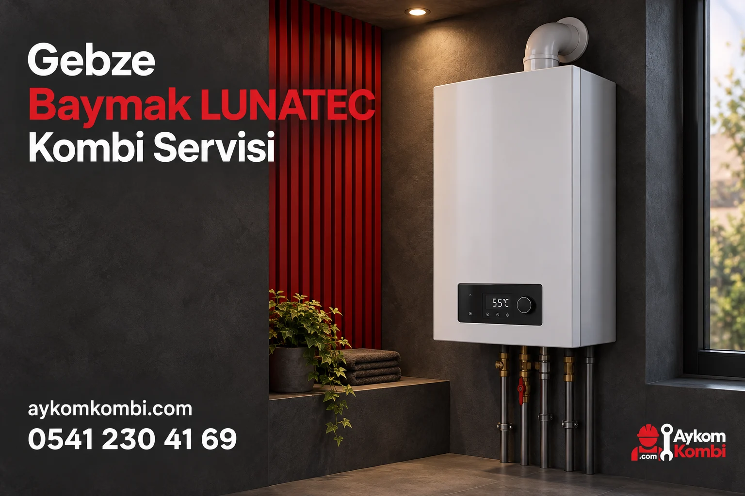 Baymak LUNATEC servisi için temsili ısıtma cihazı ve Aykom kurumsal tasarımı