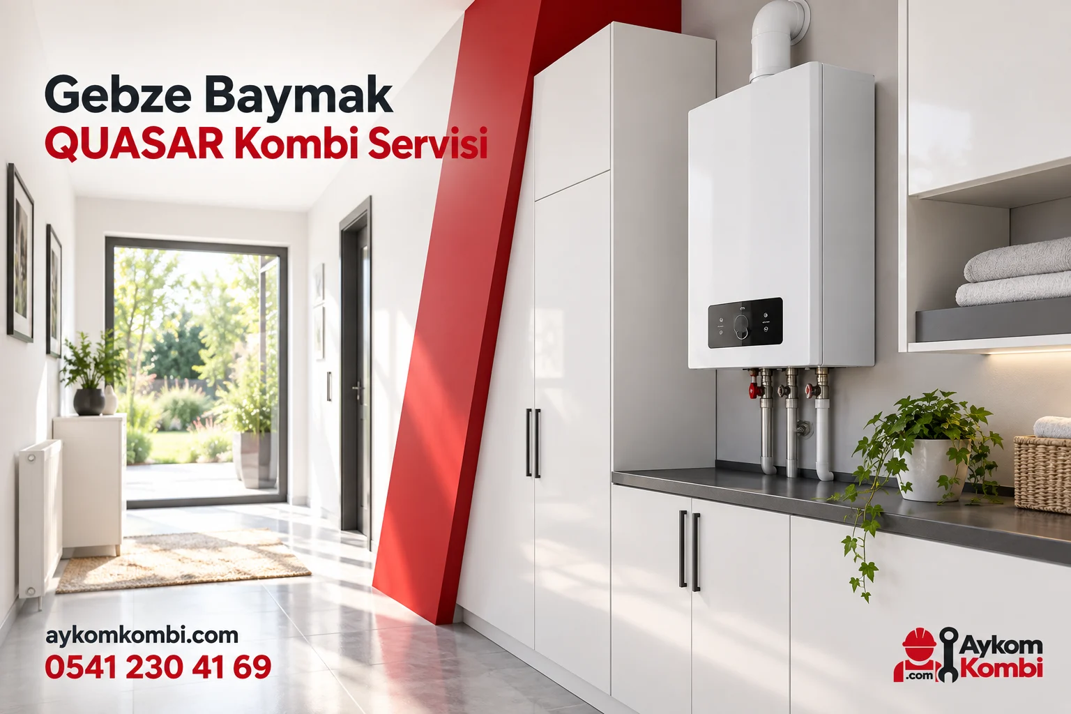 Baymak QUASAR servisi için temsili ısıtma cihazı ve Aykom kurumsal tasarımı