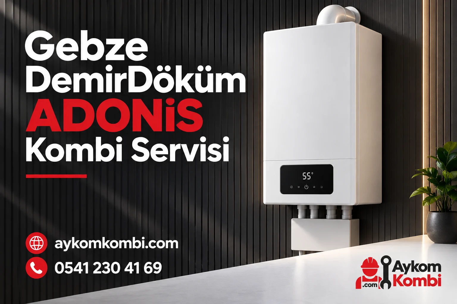 Aykom kimliğiyle hazırlanmış temsili duvar tipi ısıtma cihazı servis görseli