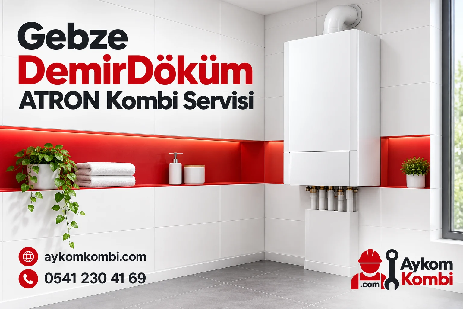 Aykom kimliğiyle hazırlanmış temsili duvar tipi ısıtma cihazı servis görseli