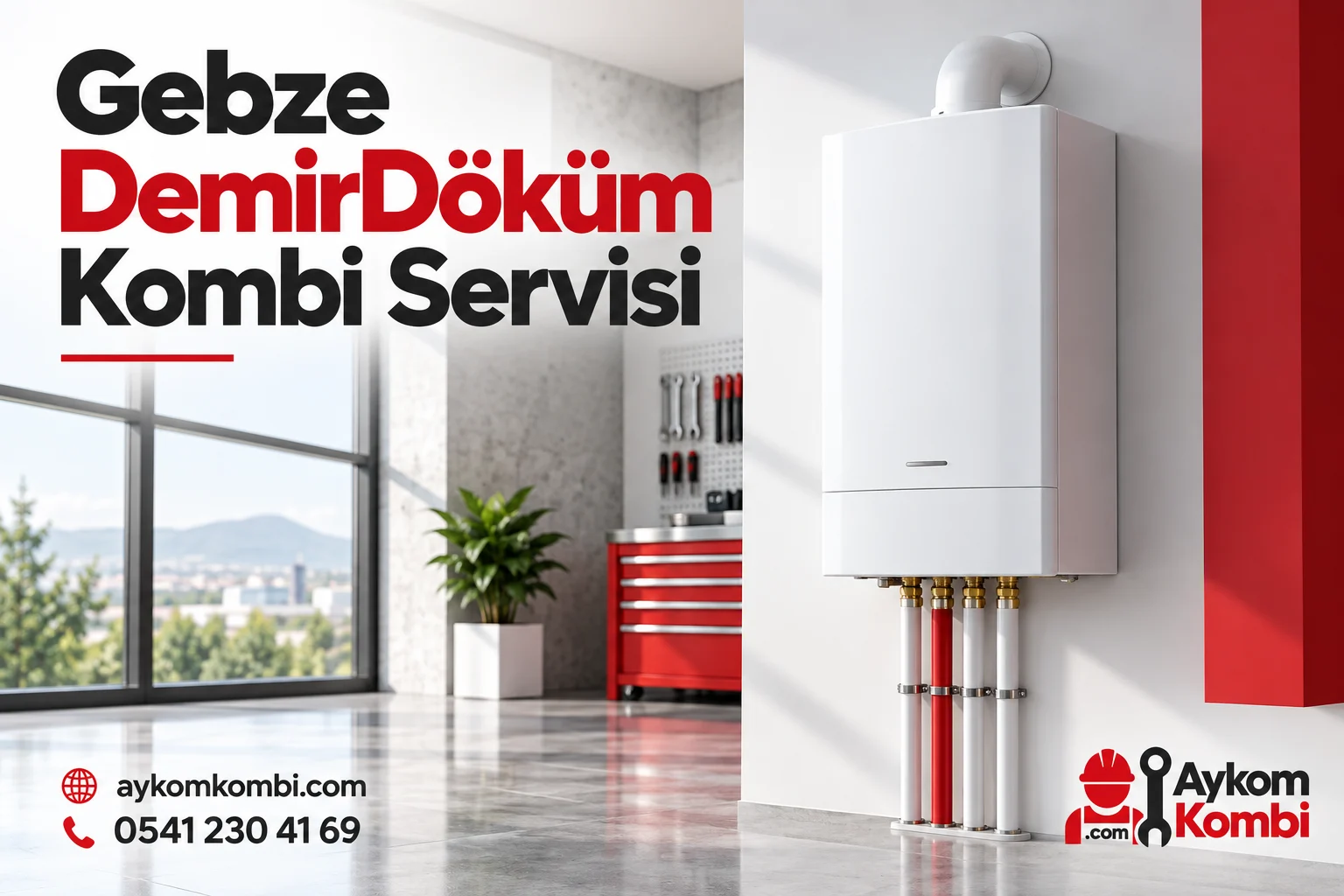 Aykom kimliğiyle hazırlanmış temsili duvar tipi ısıtma cihazı servis görseli