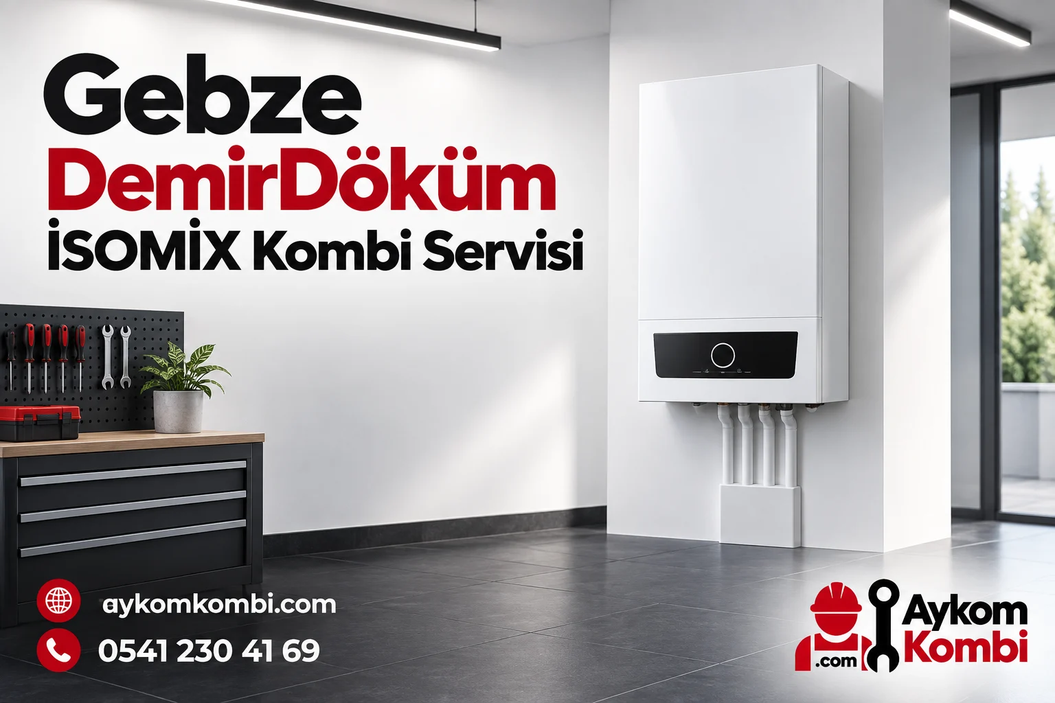 Aykom kimliğiyle hazırlanmış temsili duvar tipi ısıtma cihazı servis görseli