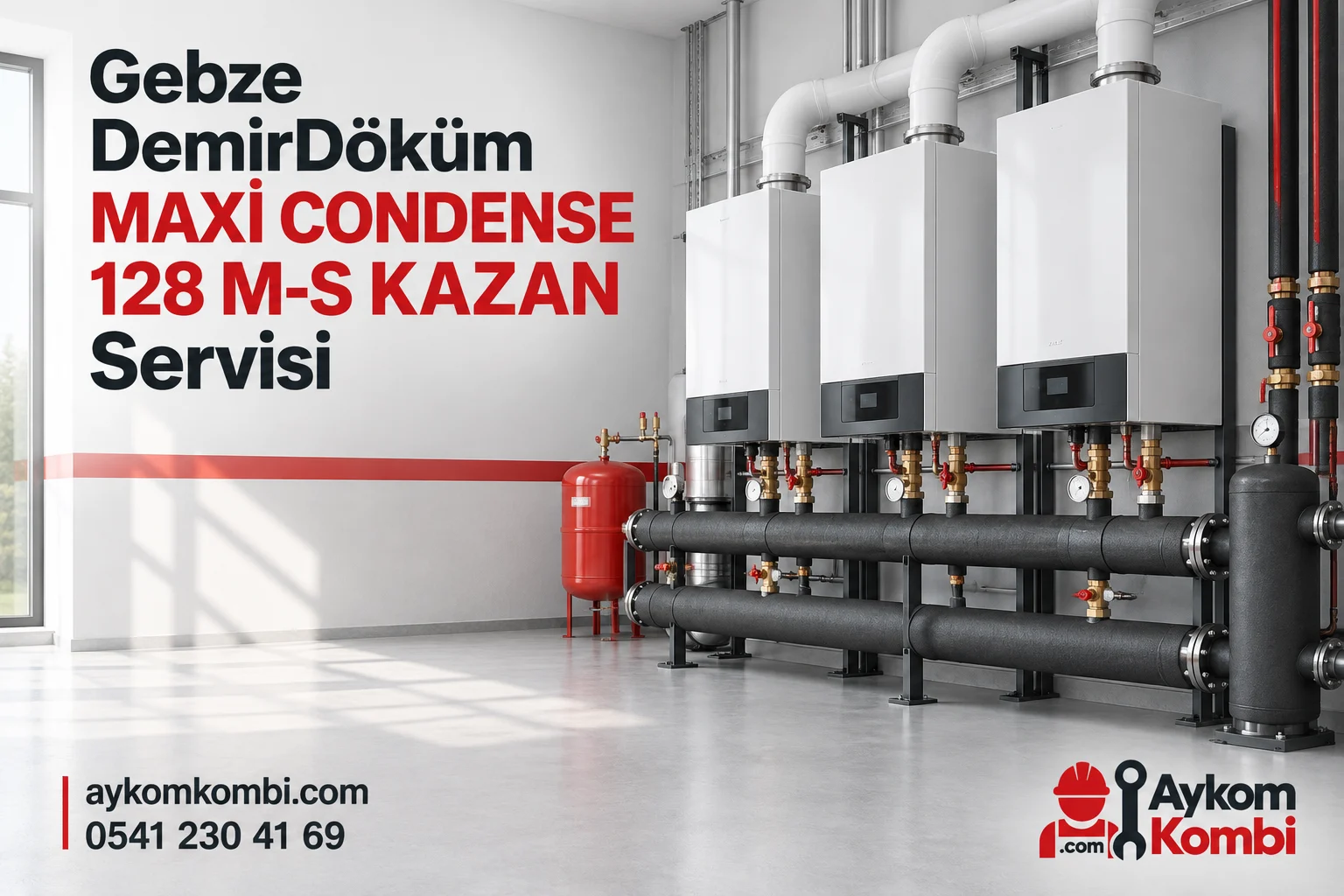 Aykom kimliğiyle hazırlanmış temsili merkezi ısıtma kazan dairesi görseli