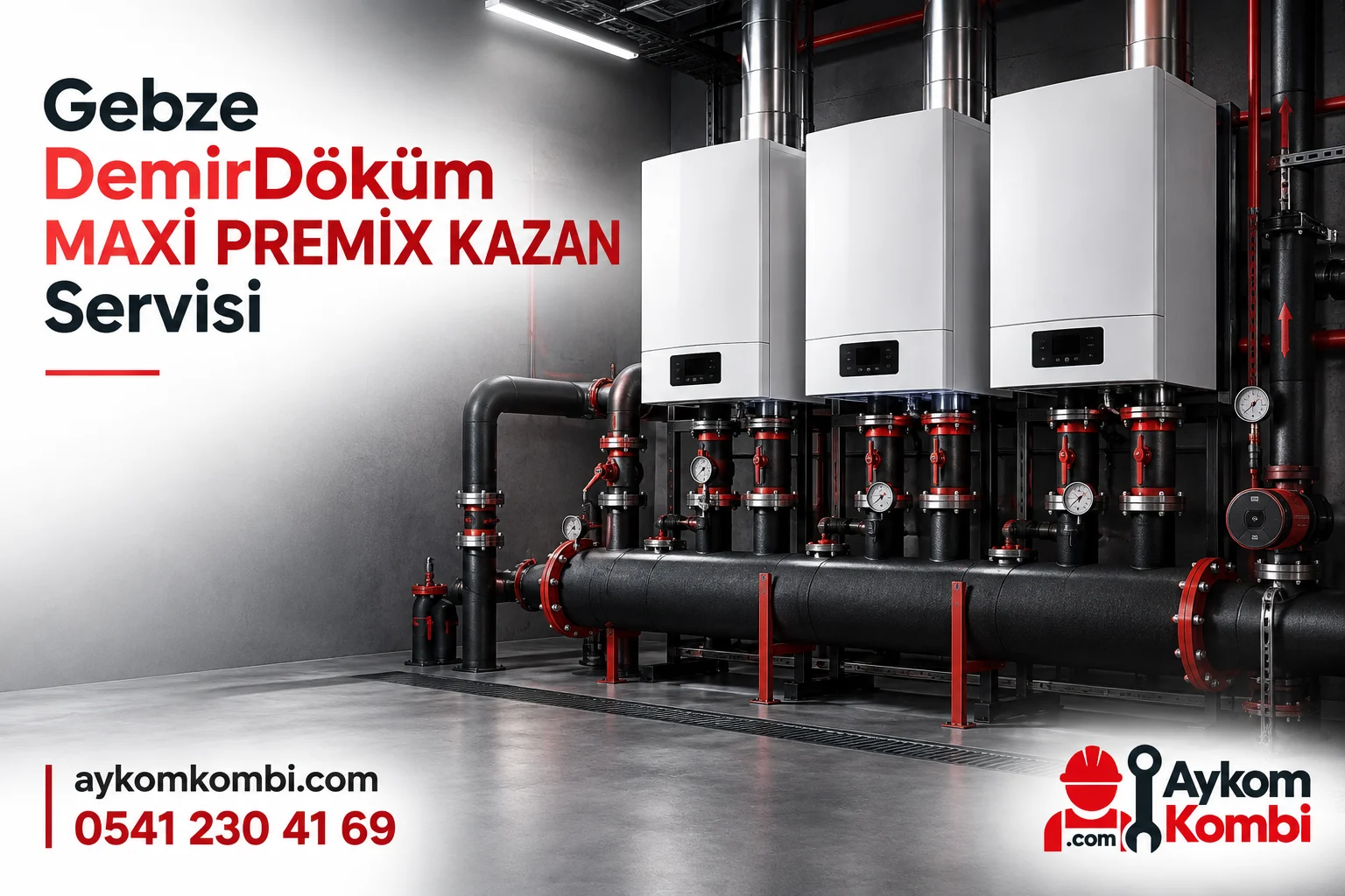 Aykom kimliğiyle hazırlanmış temsili merkezi ısıtma kazan dairesi görseli