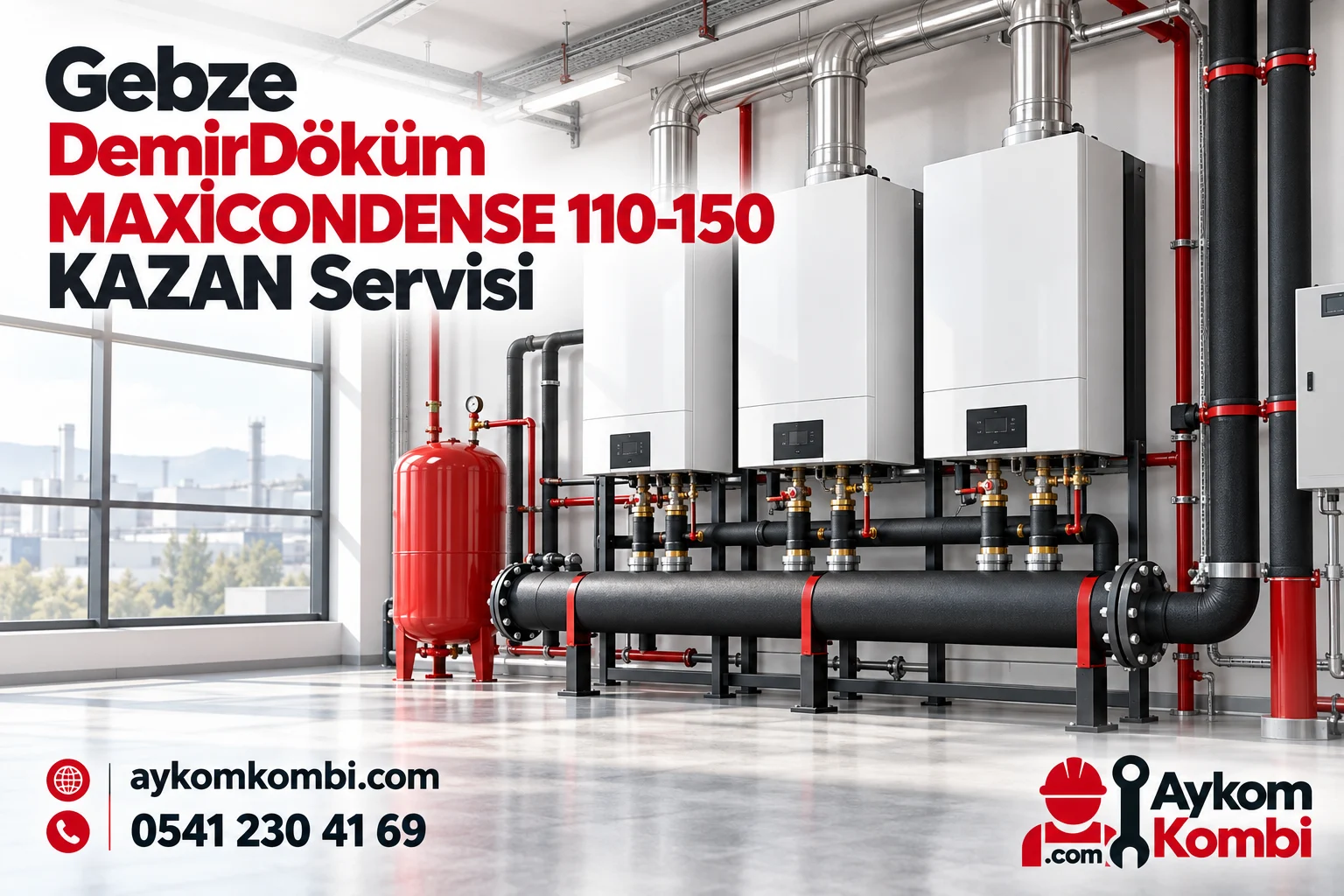 Aykom kimliğiyle hazırlanmış temsili merkezi ısıtma kazan dairesi görseli