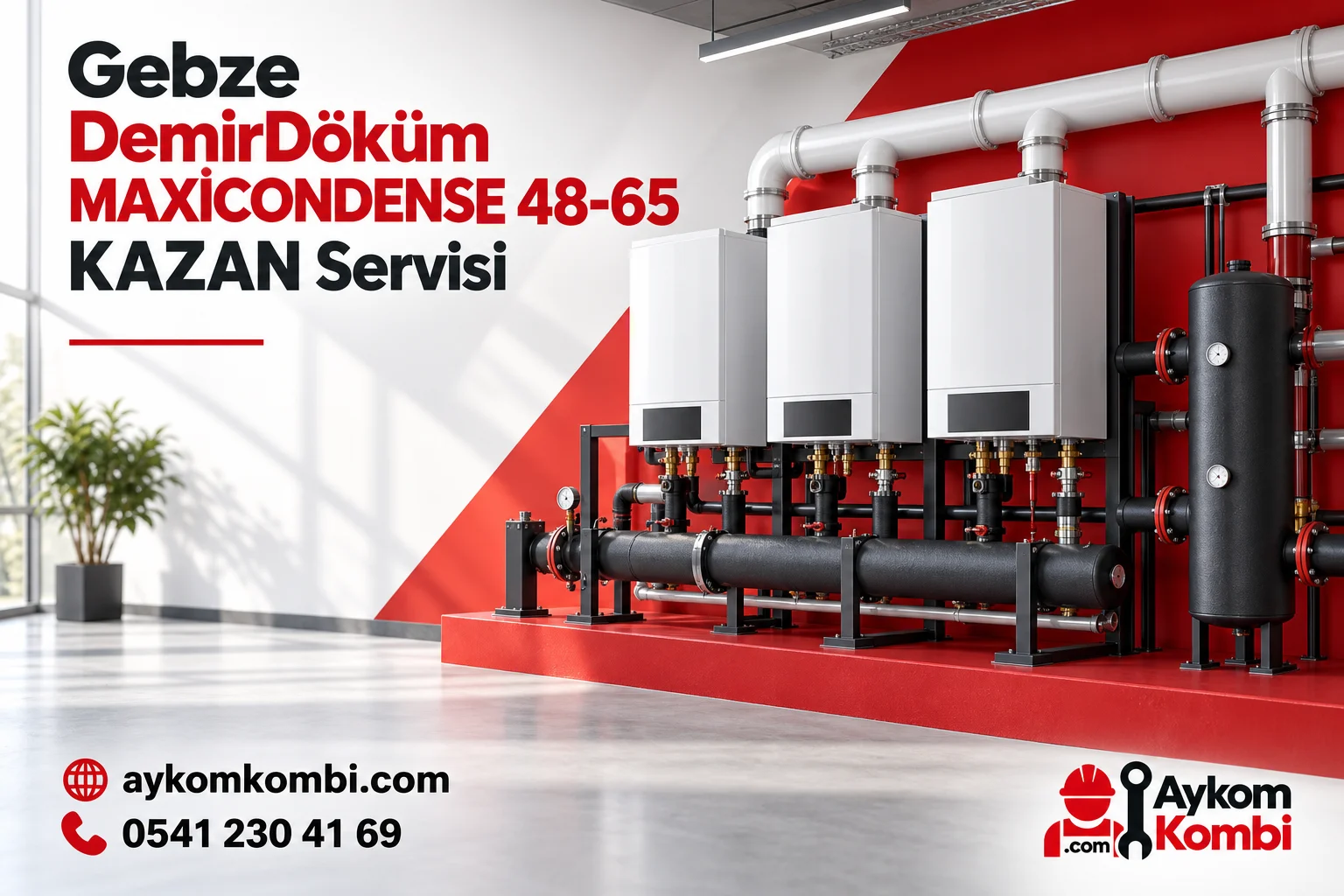 Aykom kimliğiyle hazırlanmış temsili merkezi ısıtma kazan dairesi görseli