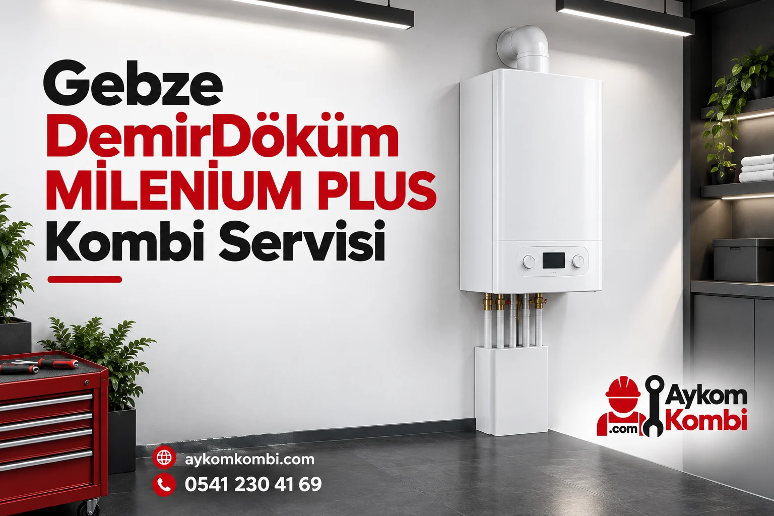 Aykom kimliğiyle hazırlanmış temsili duvar tipi ısıtma cihazı servis görseli