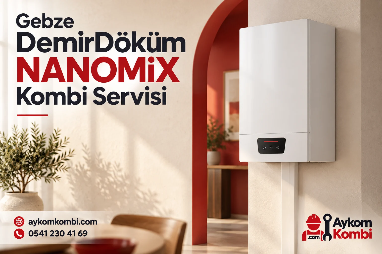 Aykom kimliğiyle hazırlanmış temsili duvar tipi ısıtma cihazı servis görseli
