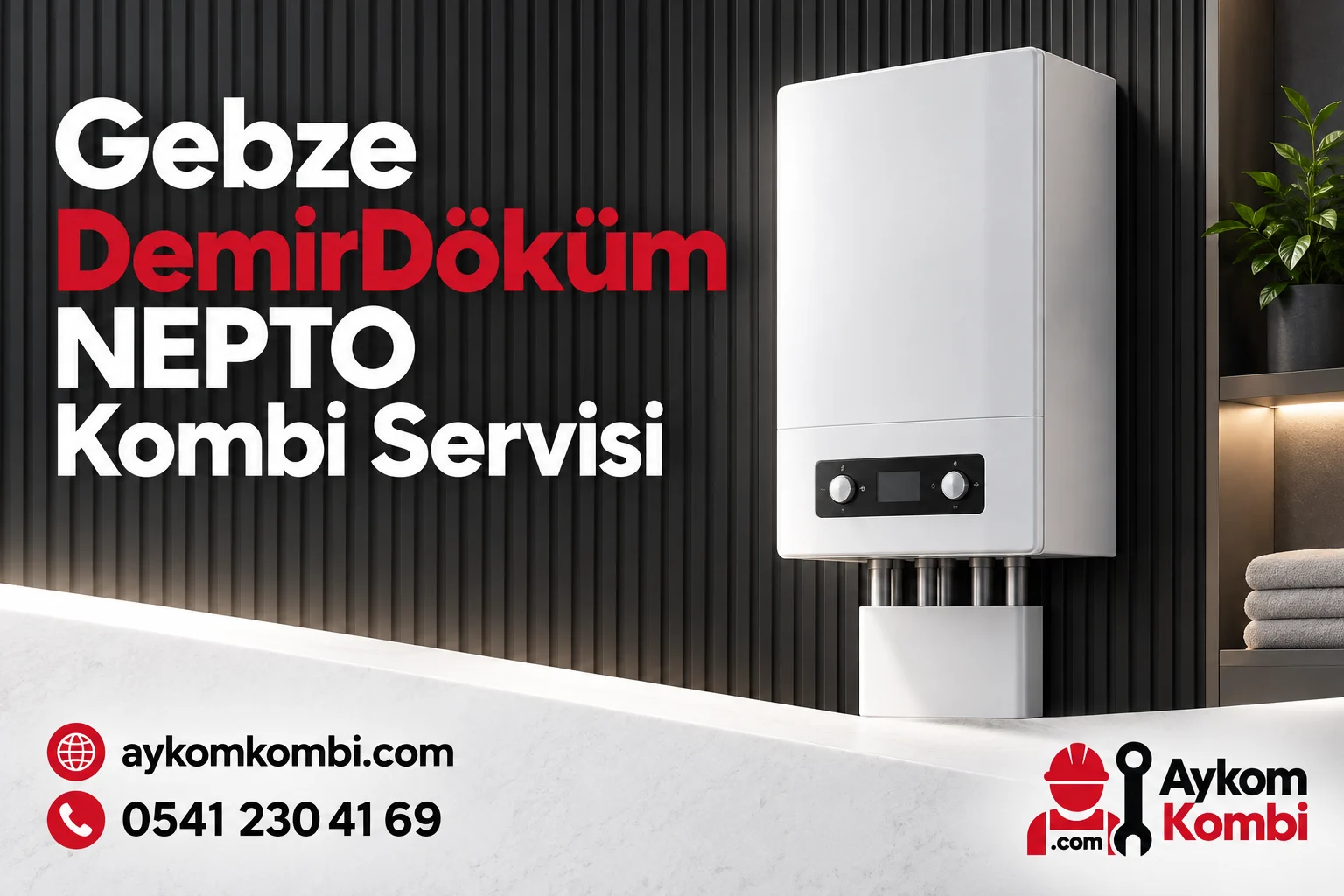 Aykom kimliğiyle hazırlanmış temsili duvar tipi ısıtma cihazı servis görseli